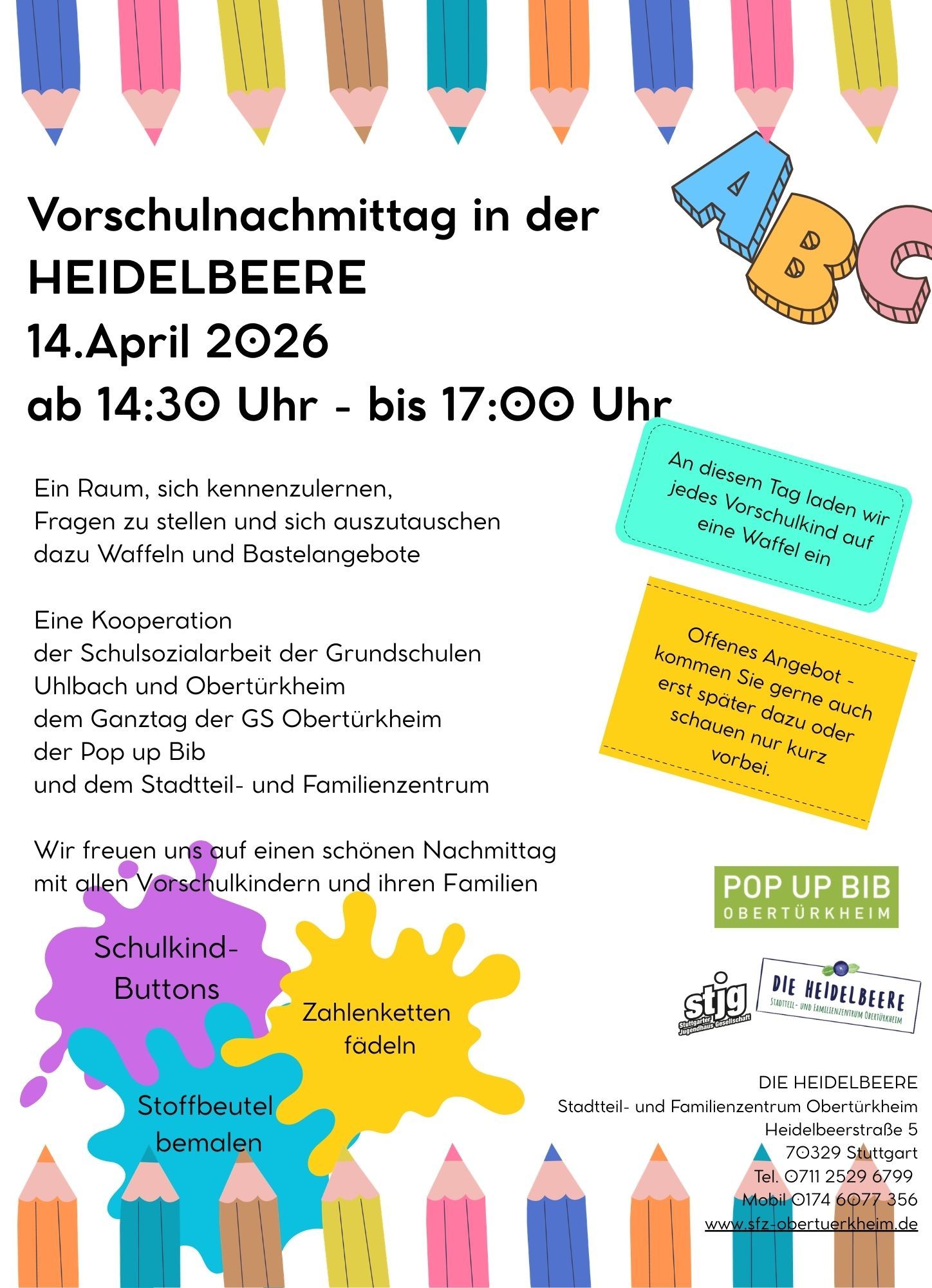 Der Flyer für die jeweilige Veranstaltung mit Datum und Kurzbeschreibung
