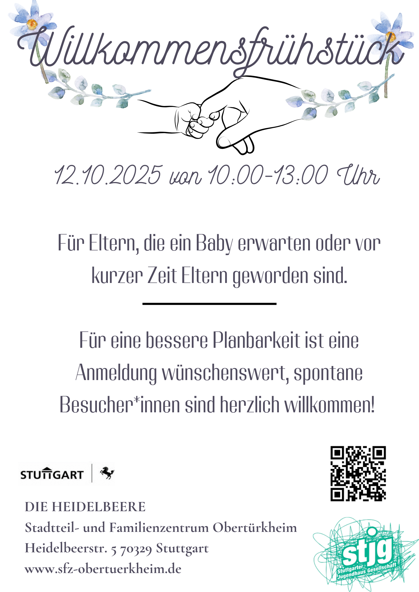 Der Flyer für die jeweilige Veranstaltung mit Datum und Kurzbeschreibung